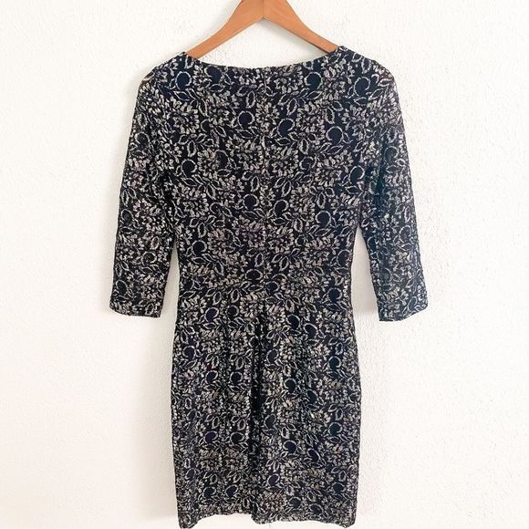 Erin Fetherston Black Lace Silver Sheath Mini Dress - Picture 3 of 8